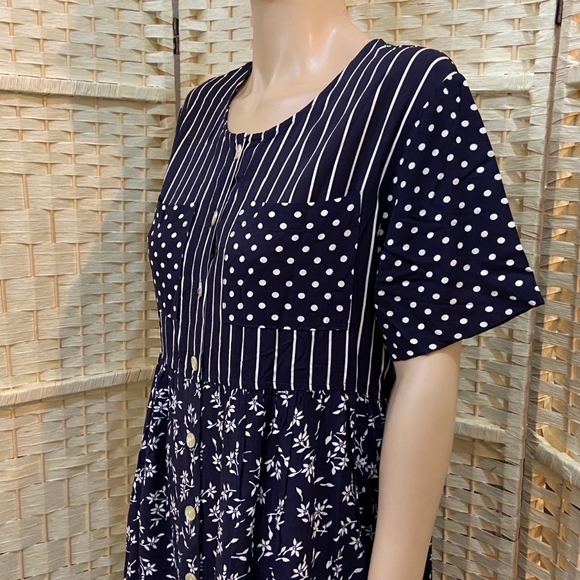 Michael K & Company, Patterned Blue Dress - Size M - Picture 5 of 10